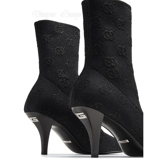 NEW GUCCI Demi Logo-Jacquard Metallic Stretch-Knit Ankle Boots EU 37 $1,250 - Picture 10 of 12